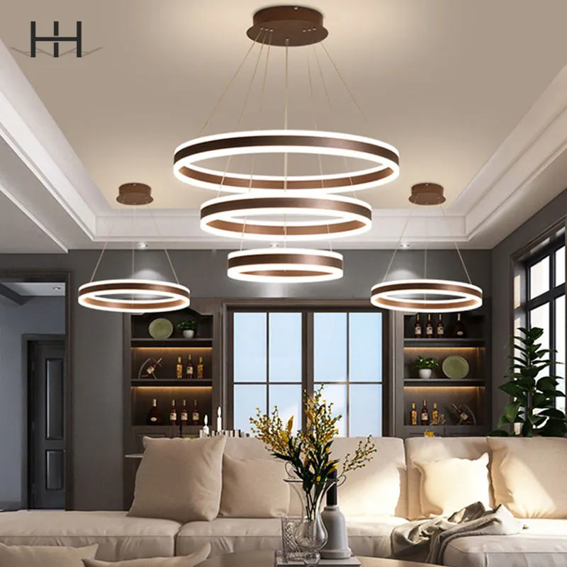 Luxury contemporary high quality kitchen ceiling ideas rose gold round circle led pendant linear light