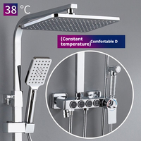 Colonne de douche carrée noire chromée européenne avec mitigeur mural monocommande pour salle de bain, ensemble de douche pluie