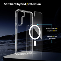 Coque magnétique transparente anti-jaunissement antichoc pour Samsung Galaxy S23 Plus, compatible avec Samsung Galaxy S23 S23 Plus