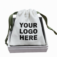 Ensemble de sac à bijoux en toile avec logo personnalisé et boîte cadeau, pochette à cordon en coton personnalisée avec insert rigide pour boîte à bijoux