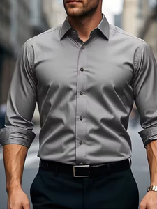 <span class=keywords><strong>Chemise</strong></span> habillée homme de qualité supérieure, coupe ajustée, manches longues, col classique, pour affaires et occasions décontractées, design élégant - Product Image 3