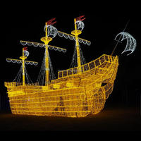 Décoration lumineuse nautique de qualité commerciale, sculpture lumineuse LED extérieure en forme de voilier pour les expositions de vacances