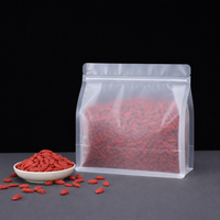 Sachet à fermeture éclair à fond plat, refermable, transparent mat, pour dattes rouges, baies de goji, fruits secs, snacks, noix