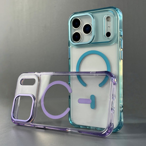 Étui de téléphone magnétique transparent, impression personnalisée, logo de l'appareil photo, étui de téléphone personnalisé en vrac, <span class=keywords><strong>anti</strong></span>-chute, coins renforcés pour iPhone 17 16 15 14 Pro Max - Product Image 1