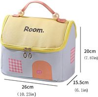 Sac de maquillage mignon en forme de maison, grande capacité, organisateur de cosmétiques à compartiments, sac de toilette de voyage portable pour femmes