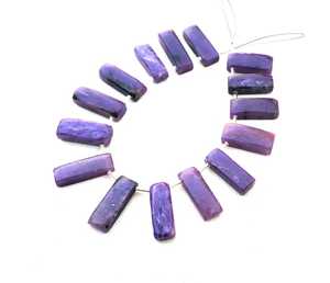 Gema de Charoite Natural, 15 piezas, cuentas de forma rectangular lisa, fabricante al por mayor, alta calidad, 2022 - Product Image 3