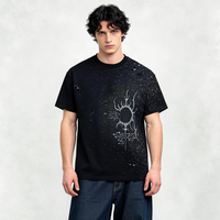 T-shirt unisexe de haute qualité, style américain, 280 g/m², tricoté, uni, rétro, déchiré, à manches courtes, coupe classique, personnalisé, homme