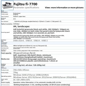 Fujitsu tốc độ cao <span class=keywords><strong>A3</strong></span> Máy quét màu cho tài liệu lưu trữ fi7700 giao diện USB thiết kế phẳng sản phẩm Chứng Khoán - Product Image 5