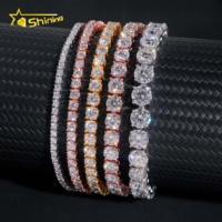 Bracelet Chaîne Tennis Moissanite Haute Qualité Testeur de Diamant Argent Sterling 925 Hip Hop 2mm 3mm 4mm 5mm 6.5mm