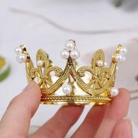 Couronne de perles romantique pour gâteau, guirlande pour fêtes d'anniversaire, ornements capillaires pour enfants, décorations de mariage