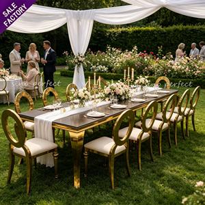 Luxury Furniture Gold Wedding <b>Party</b> <b>Tables</b> Hotel Metal Dining <b>Table</b> Set and Chairs Events <b>Tables</b> Wedding - Product Image 1