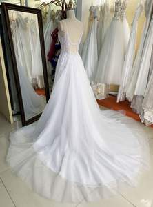 Vente en gros Corset transparent ivoire col en V sans manches broderie une ligne <span class=keywords><strong>de</strong></span> robes <span class=keywords><strong>de</strong></span> <span class=keywords><strong>mariée</strong></span> blanches - Product Image 6