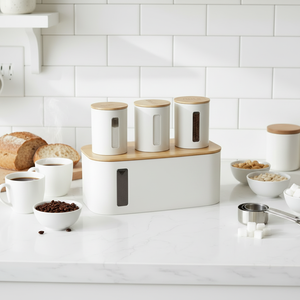 Ensemble de boîtes <span class=keywords><strong>à</strong></span> <span class=keywords><strong>pain</strong></span> et de récipients en acier galvanisé de qualité alimentaire avec couvercle en planche <span class=keywords><strong>à</strong></span> découper <span class=keywords><strong>pour</strong></span> le rangement de la <span class=keywords><strong>cuisine</strong></span> (<span class=keywords><strong>pain</strong></span>, grains de café, noix, thé) - Product Image 1