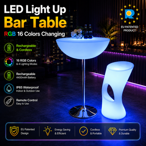 Set di Mobili <span class=keywords><strong>Moderni</strong></span> con Sedie e <span class=keywords><strong>Tavoli</strong></span> LED in Plastica che Cambiano Colore per Discoteche, Feste ed Eventi - Product Image 1