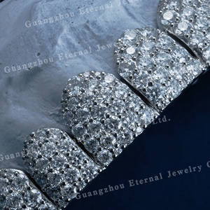 <span class=keywords><strong>Grillz</strong></span> personnalisés pour hommes et femmes, en Moissanite, Diamant de laboratoire, Argent S925, Or massif 10K 18K 14K, motif nid d'abeille, pour dents supérieures et inférieures, 2 4 6 8 10 pièces - Product Image 4
