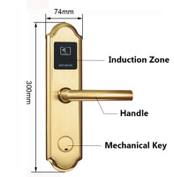 Serrure de porte d'hôtel électronique durable en acier inoxydable 304 avec stockage de données sur carte mémoire RFID