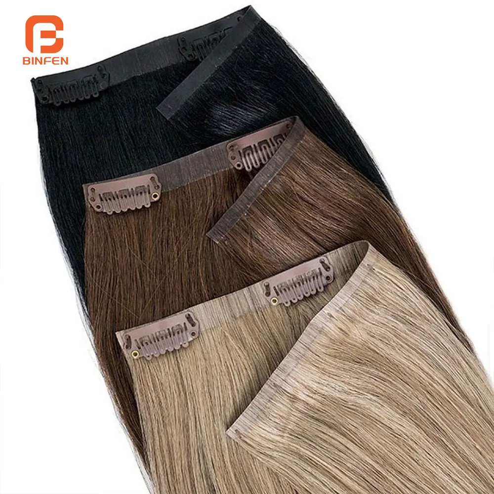 Hot Selling Factory Price Ombre One Piece Full CuticlesDouble Drawn Remy Seamless Clip in Hair Extension