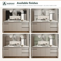Armoires de cuisine personnalisées en acrylique au design luxueux, aménagement en îlot, boîtes d'armoires en panneaux de particules et tiroirs à fermeture douce