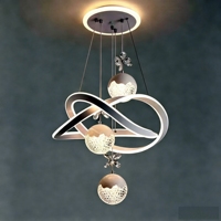 Lustre LED style nordique en forme d'infini, lampe suspendue en cristal cube, luminaire décoratif pour hôtel, villa, escalier