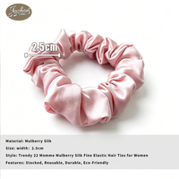 Jachon Trendy 22 Momme Élastiques à cheveux en soie de mûrier fine et élastique pour femmes, bandeaux pour filles, chouchou uni pour la nuit