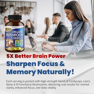 Suplemento de Complejo de Hongos con Etiqueta Personalizada, Suplementos Cerebrales para la Memoria y la Concentración para Hombres y Mujeres, 150 Cápsulas de Hongos - Product Image 4