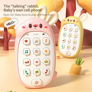 Enfant en bas âge <span class=keywords><strong>Montessori</strong></span> éclairer musique et lumière téléphone portable bébé éducatif <span class=keywords><strong>bilingue</strong></span> téléphone portable enfants dessin animé lapin téléphone portable jouet - Product Image 2