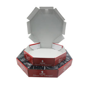 Scatola Ottagonale Personalizzata per <span class=keywords><strong>Pizza</strong></span>/Sushi in Cartone Ondulato Nero con Logo Personalizzato e Goffratura - Product Image 4