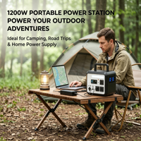 1200W 1152Wh Stasiun Daya Portabel Ringan Kapasitas Besar LiFePO4 Generator Tenaga Surya Soket Universal 220v Untuk Berkemah di Luar Ruangan