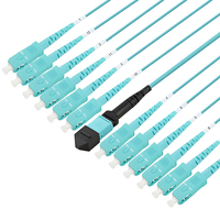 Kabel Patch Fiber SC UPC-MPO UPC Female MM Multi Mode 10Gbps Aqua FTTH Tipe B 50-125 untuk Panel Patch Fiber Splitter Box OM3-300