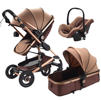 Nouveauté Poussette bébé de luxe 3 en 1 avec poignée réglable Aménagement paysager élevé pour bébés et poupées