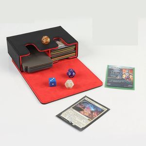 Étui portable en cuir PU pour cartes à collectionner avec fermeture magnétique, thème fantaisie rouge et noir 26,5x18x10cm - Product Image 1