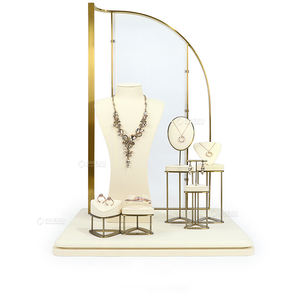 Exhibiciones de joyería de estilo caliente para ferias comerciales Conjunto de exhibición de joyería de microfibra personalizado Soporte de joyería marrón - Product Image 1