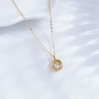 Ensemble collier et pendentif en or jaune 18 carats avec diamant de laboratoire, style minimaliste, pour femme, bijoux fins, breloque délicate