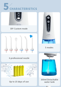 Tragbarer 300ML USB-Aufladbarer Elektrischer Wasserflosser Munddusche Zahnreiniger mit Wasserdichtem Kunststoffgehäuse - Product Image 2