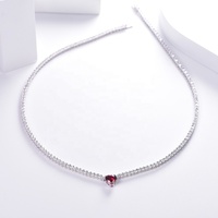Collier ras du cou Hip Hop en argent sterling 925 blanc avec pendentif chaîne tennis et pierres rondes en moissanite personnalisées de 3 mm et 4 mm
