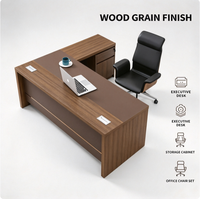 Bureau de direction en bois avec armoire latérale, poste de travail informatique pour bureau à domicile, entreprise ou étude