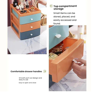 Organisateur de bureau multicolore à 4 niveaux, mini tiroirs de rangement, format A4, boîte en plastique pour la crèche - Product Image 4