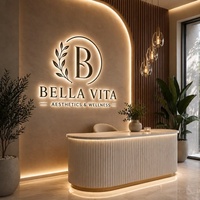 Enseigne de salon de beauté rétroéclairée par LED personnalisée, enseigne publicitaire extérieure en métal acrylique 3D à montage mural