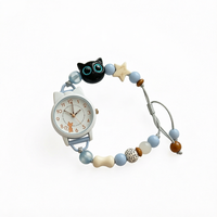 Montre à Quartz Analogique en Alliage avec Charme Chat Mignon pour Filles, Bracelet Cordon Réglable, Cadeau Tendance Chat de Dessin Animé, Vente en Gros