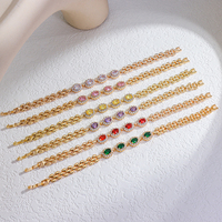 Fournisseurs en gros d'usine, bracelets en or plaqué 18 carats, design fantaisie, bracelets tennis en zircon coloré pour femmes, bracelet porte-bonheur