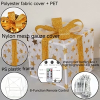 Weiße Netz-Gingham-Stern-Weihnachtsgeschenkbox, Batteriebetrieben, Wasserdicht IP44, Rasen- und Garten-Weihnachtsfest-Dekorationsstück