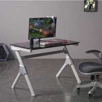 Table d'ordinateur de jeu réglable, en verre, avec effet éclairage LED, pour PC de bureau Gaming et Gaming, pour la course, couleur