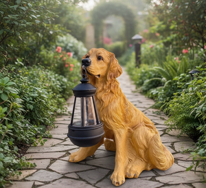 Lámpara Solar para Jardín con Diseño de Perro <span class=keywords><strong>Labrador</strong></span> Madre e Hijo, Adorno de Resina para Decoración de Exteriores - Product Image 4