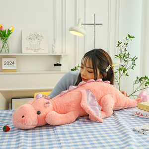 Logo personalizzato simpatici giocattoli di peluche <span class=keywords><strong>dinosauro</strong></span> verde <span class=keywords><strong>rosa</strong></span> blu cielo bianco che volano lungo cuscini grandi bambole imbottite - Product Image 6