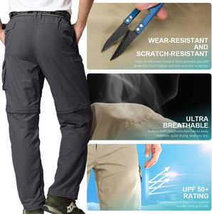 Pantalones de Senderismo para <span class=keywords><strong>Hombre</strong></span>, Convertibles, Transpirables, Casuales, Oxford, con Cierre de Cremallera, Secado Rápido, Cordón Ajustable, Cintura Media, Coolmax, para Pesca, Viajes, Safari - Product Image 5