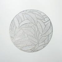 Set de table rond décoratif en PVC vinyle bronze, style nordique, motif feuille personnalisé, pour cuisine et salle à manger, usage domestique