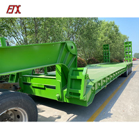 3 4 essieux lit bas garçon pont à plat conteneur col de cygne excavatrice transport semi-remorque camions 100ton lowbed camion remorques