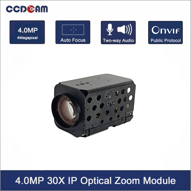 CCDCAM IPA400Z30 4MP 30X Optical Zoom PTZ Mount H.265 IP Camera Module Powered by SigmaStar SSC377D and GC4653 CMOS