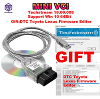 [Dikirim Dari AS] Mini VCI untuk Toyota TIS Techstream V18.00.008 FTDI FT232RL Hingga 2023 Editor Firmware DTC untuk Toyota/Lexus
