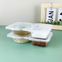 Gobelet à sauce jetable en PP à deux compartiments pour pique-nique, 140 ml, avec couvercle, contenants transparents pour les collations et les trempettes